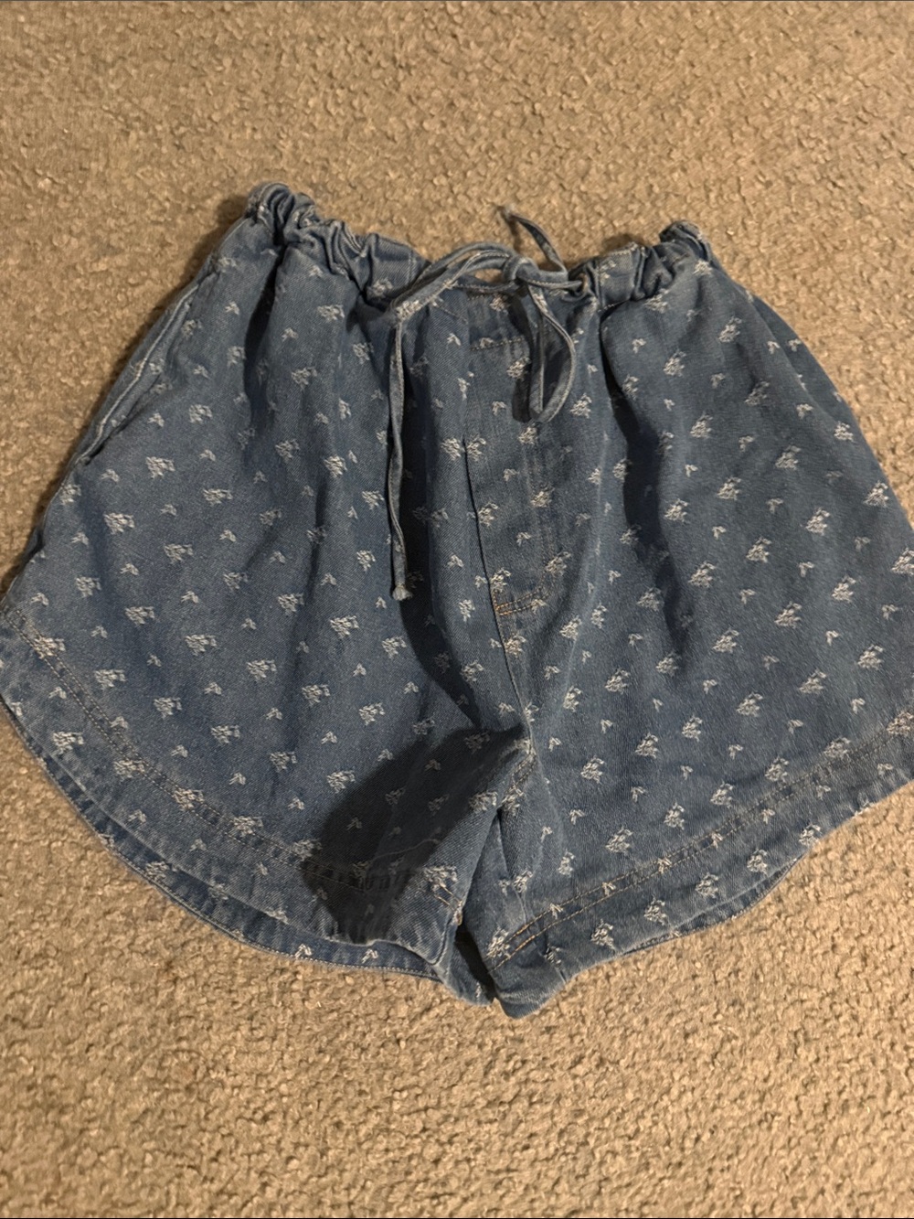 Denim Drawstring Women’s Shorts in Light Blue